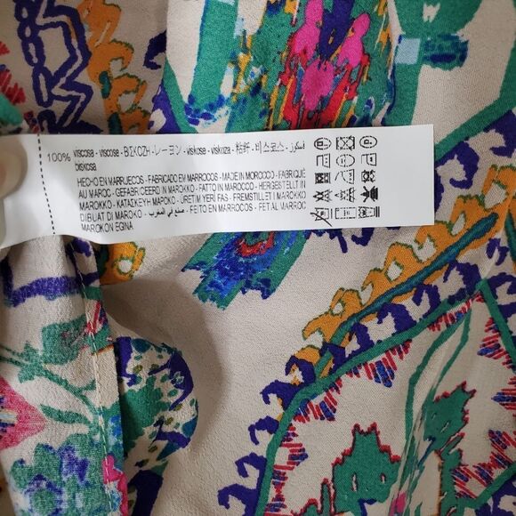 NWT Zara Flowy Elastic Waist Shorts Size XS Bead Tassel Colorful Aztec Boho - Picture 7 of 7